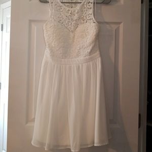 Short white lace/ chiffon dress